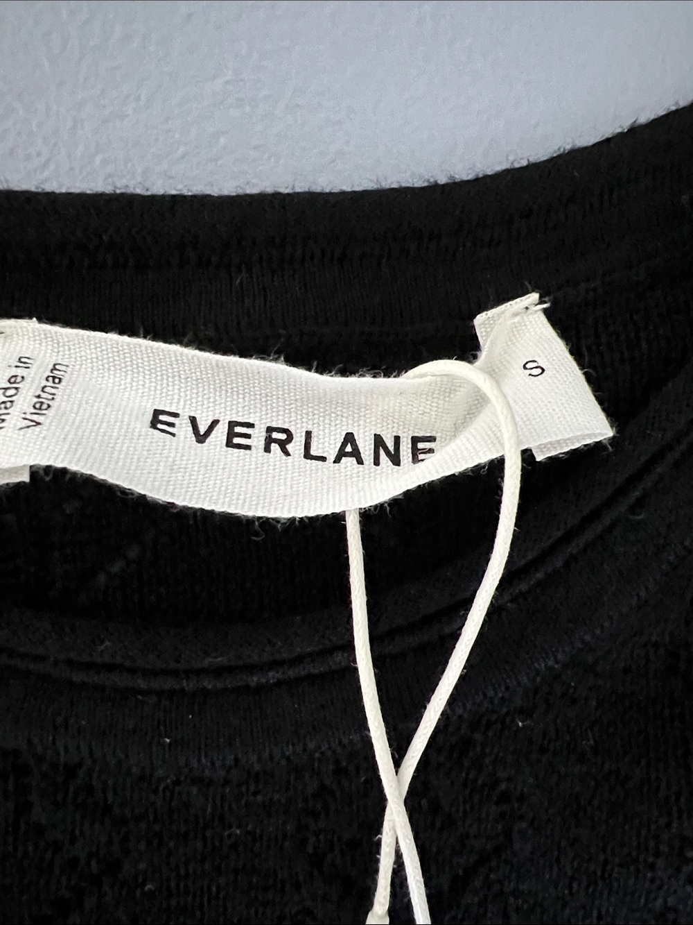 New Everlane THE POINTELLE CREW IN ULTRASOFT MERINO Black Size S - Picture 6 of 12